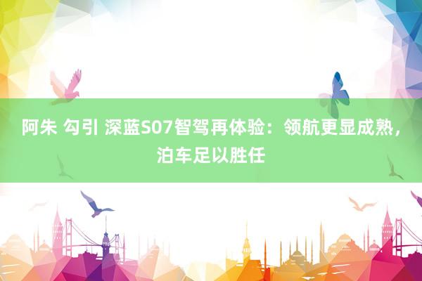 阿朱 勾引 深蓝S07智驾再体验：领航更显成熟，泊车足以胜任