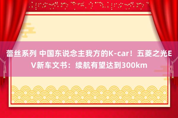 蕾丝系列 中国东说念主我方的K-car！五菱之光EV新车文书：续航有望达到300km