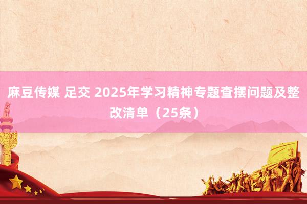 麻豆传媒 足交 2025年学习精神专题查摆问题及整改清单（25条）
